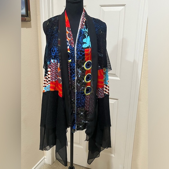 Feratelli Multicolor OPEN CARDIGAN, WHIMSIGOTH, GOTHIC, GRUNGE WOMEN VEST SIZE M - Picture 4 of 8